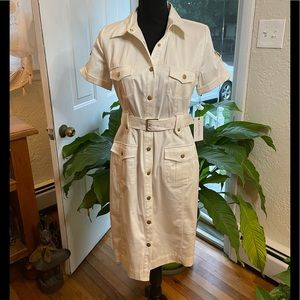 NWT Calvin Klein belted button utility shirt dress short sleeve size 6